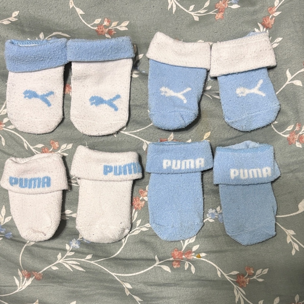 Puma Baby Light Blue and White Athletic Socks